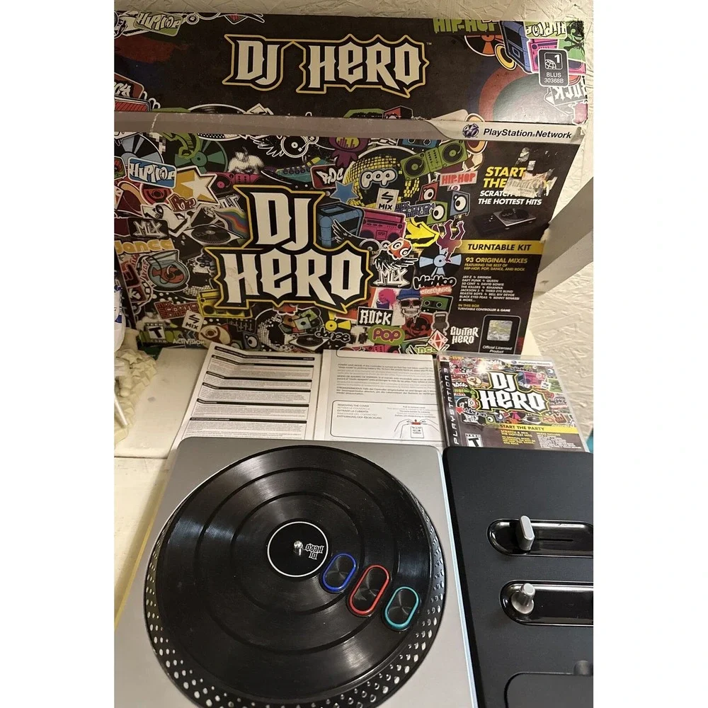 DJ Hero (Sony PlayStation 3, 2009) Complete In Box Game And Turntable